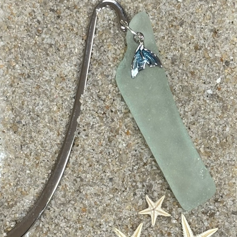 Sea Glass Bookmark with Dolphin Charm